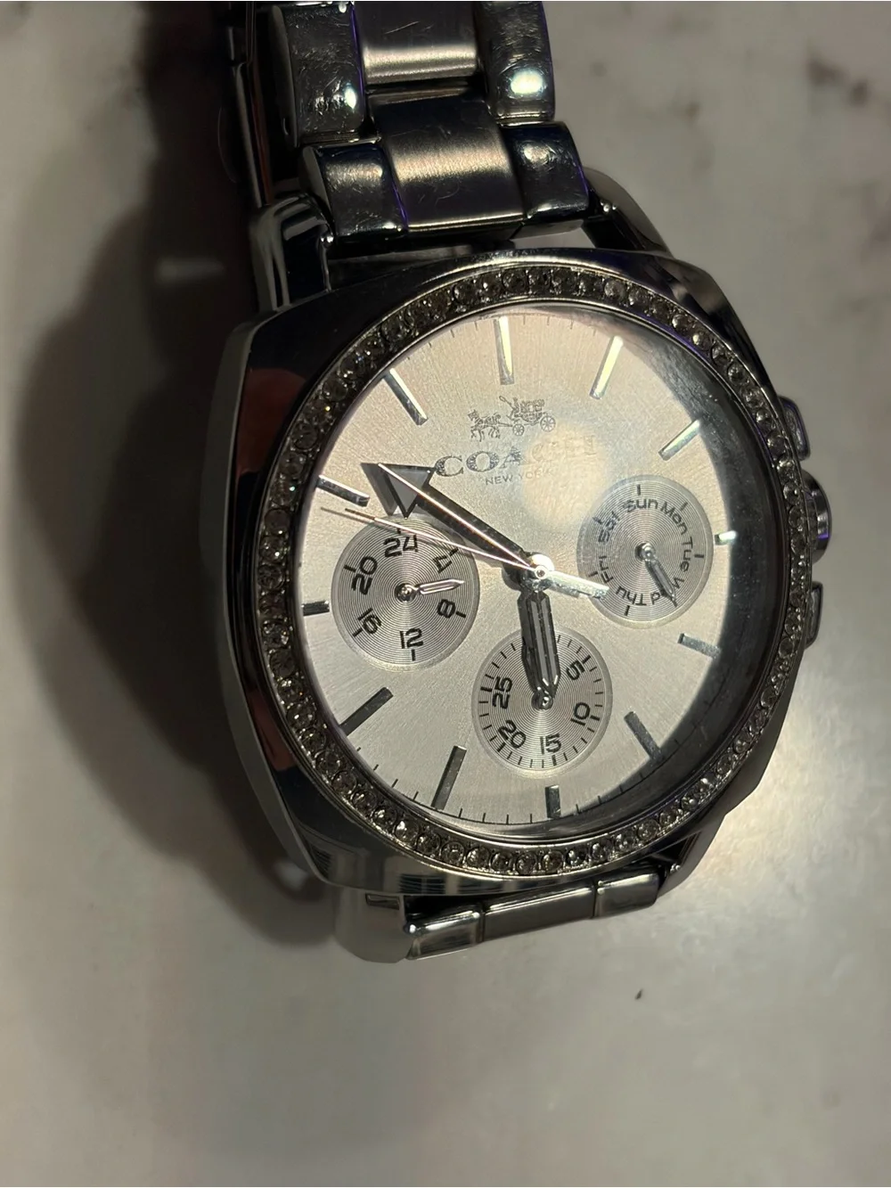 Coach Boyfriend 14503129 Silver Sapphire Crystal Case with Silver band